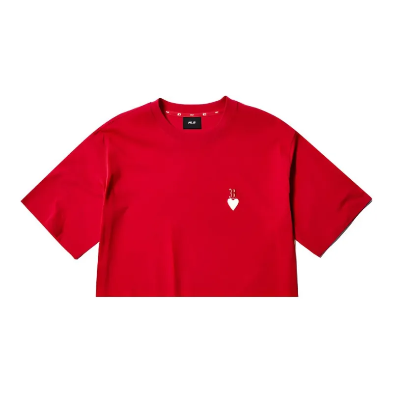 MLB Korea Heart T Shirt Women's Red-4