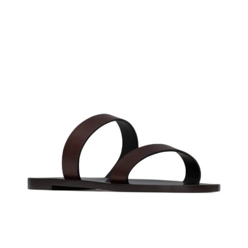 SAINT LAURENT Slide Slippers Men's Dark Brown-2