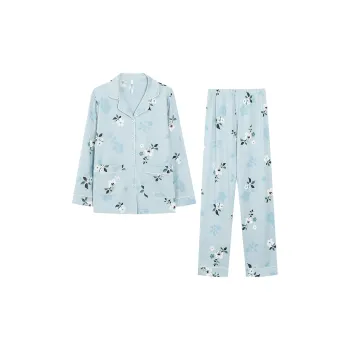 Red Beans At Home Pajama Set Women's Sunny Mountain Blue