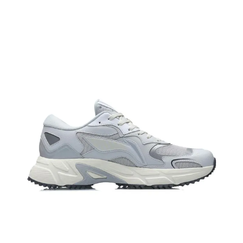 LiNing Cushioned Anti-Slip Wear-Resistant Breathable Lightweight Low-Top Running Shoes Men's Antarctic Gray-1