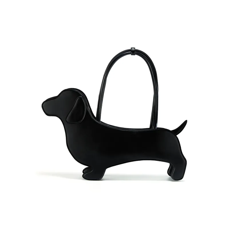 Crying Center PU Sausage Dog Bag, One Shoulder Handbag Regular Unisex Black/Blue-6