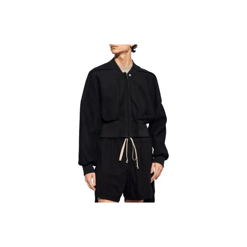 RICK OWENS Flight Leather Cropped Bomber Jacket-1