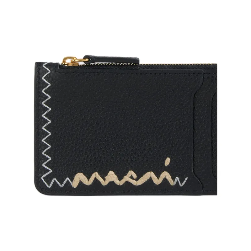 MARNI Calfskin Card Holder Women's Black-3