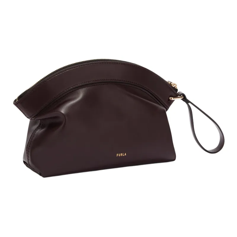 Furla Calfskin Clutch Women's Black Coffee-1