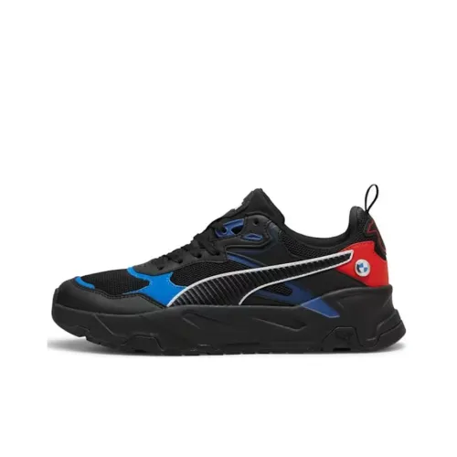 PUMA BMW M Motorsport Casual Shoes Unisex Low-Top Black - Professional Blue - Trendy Red