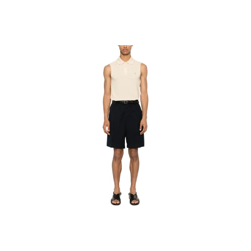 SAINT LAURENT Cassandre Sleeveless Polo Shirt-6