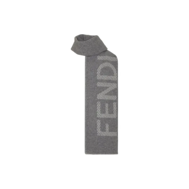 FENDI Wool Knit Scarves Women's Gray-1