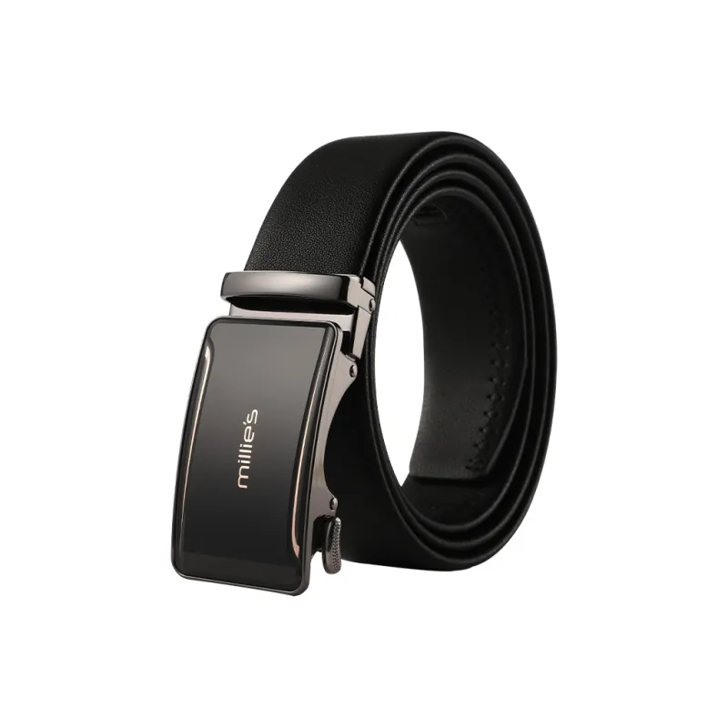 MILLIE'S Cowhide First Cowhide Leather Belts Men's Black Width  3.5cm-0