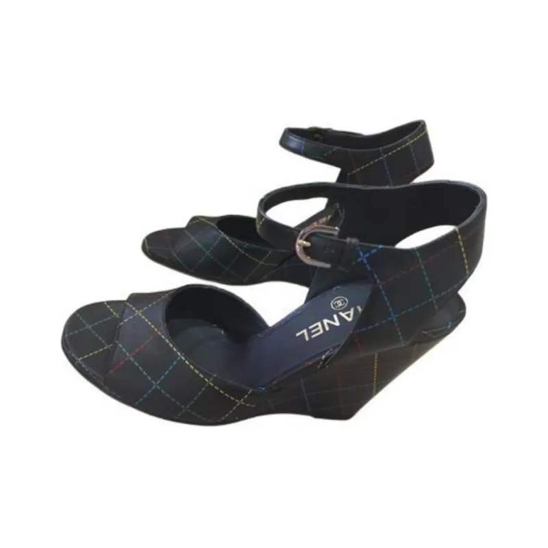 CHANEL 23C Early Spring One Strap Sandals Women's Black-2