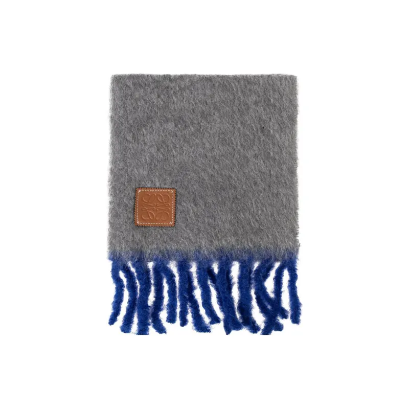 LOEWE Logo Patch Fringed Scarf-1