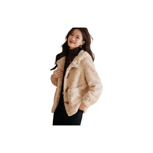 Mo Han Yi Mei Velvet Jackets Women's Apricot