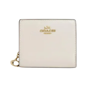COACH Snap Wallet Patent Leather Wallet Mini Women's Pearl White