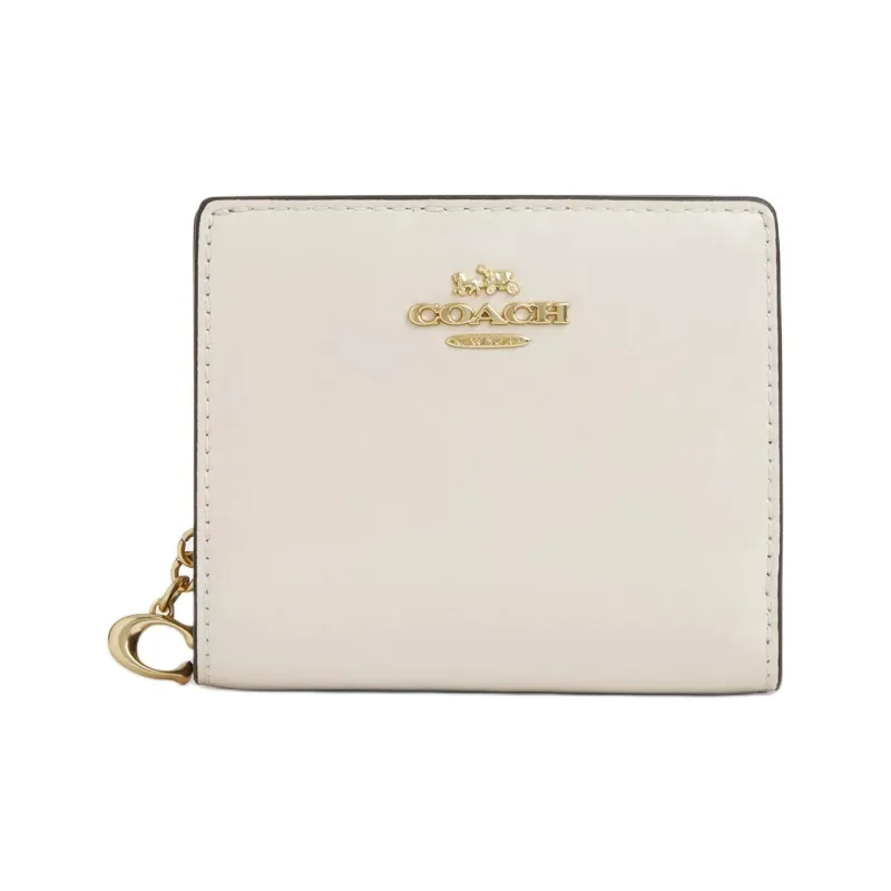 COACH Snap Wallet Patent Leather Wallet Mini Women's Pearl White-0