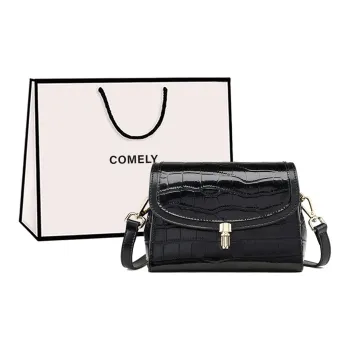 COMELY Cow Split Leather Bonded Synthetic Leather Shoulder Bag Crossbody Bag Regular Women's Black/White