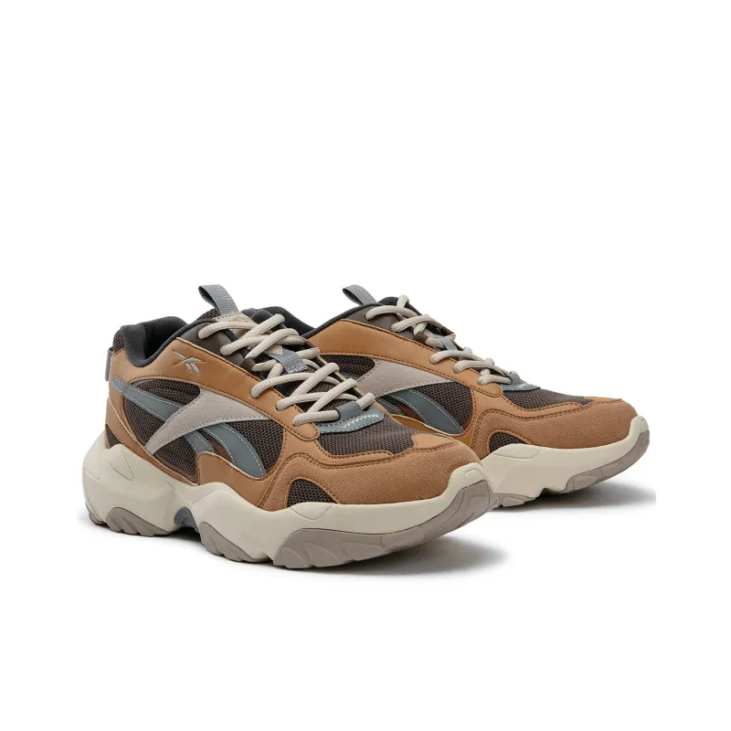 Reebok FLUFFI PUFF CN Anti Slip Wear Resistant Breathable Height Increasing Low Top Running Shoes Unisex Brown Yellow-1