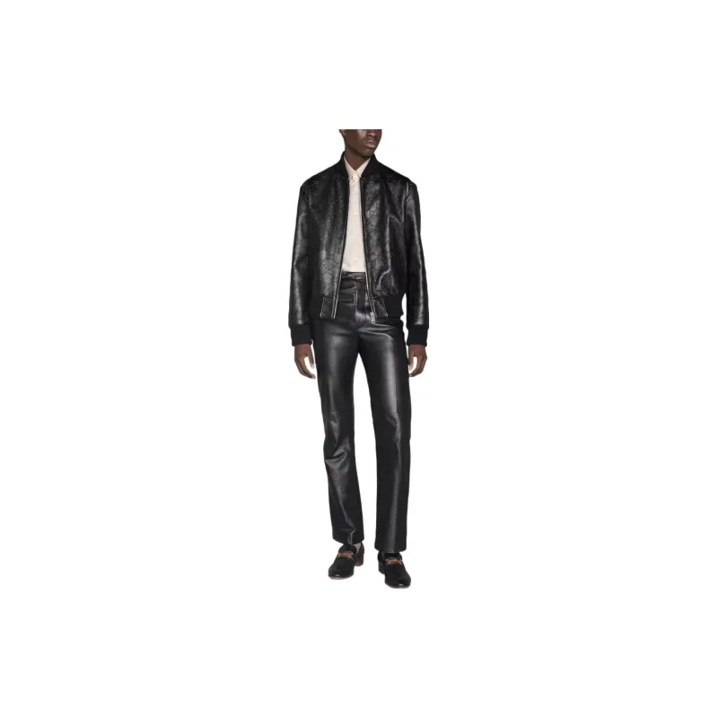 GUCCI GG debossed Leather Jacket-1
