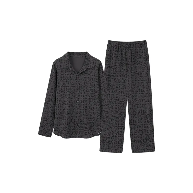 Qin Jing Pajama Set Men's Gift Box Set Dark Gray-3