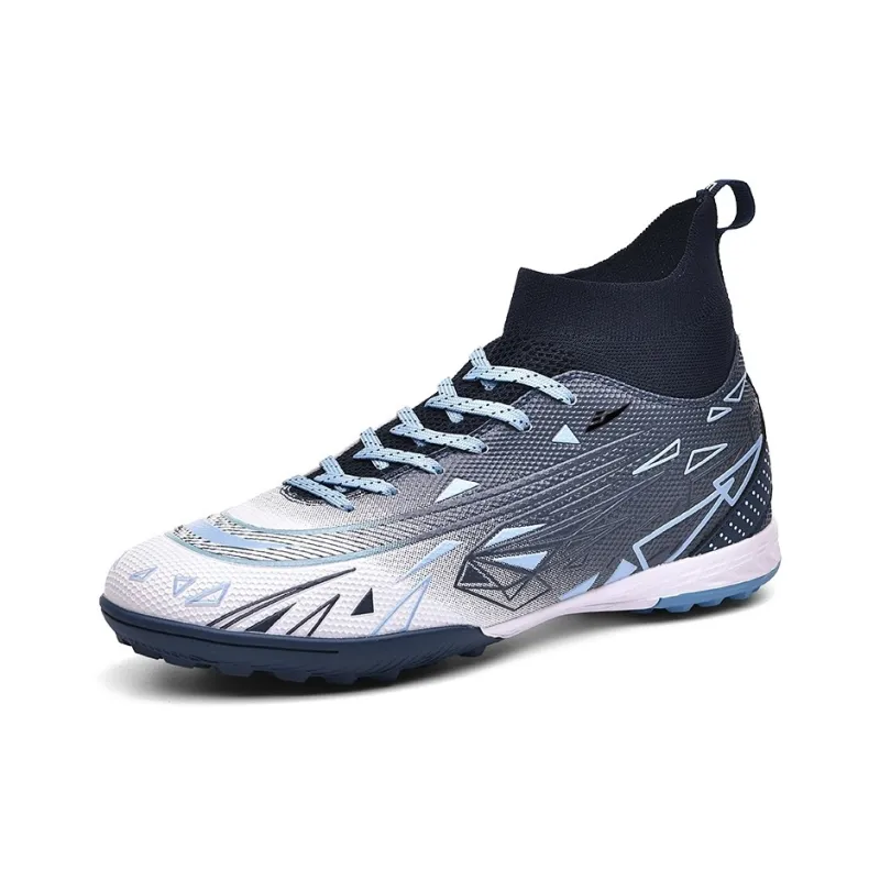 Kuding Soccer Shoes Unisex Mid Top Light Blue Pink/Dark Blue/White Blue-9