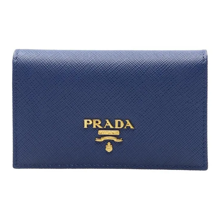 PRADA Calfskin Wallet Women's Blue-0