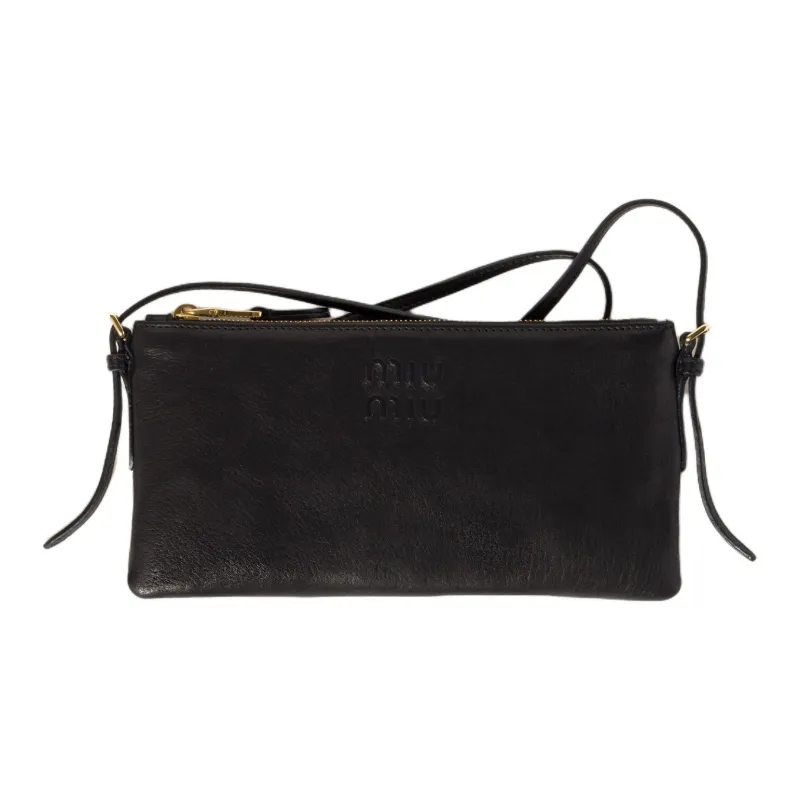 MIU MIU Leather Clutch Mini Women's Black-0