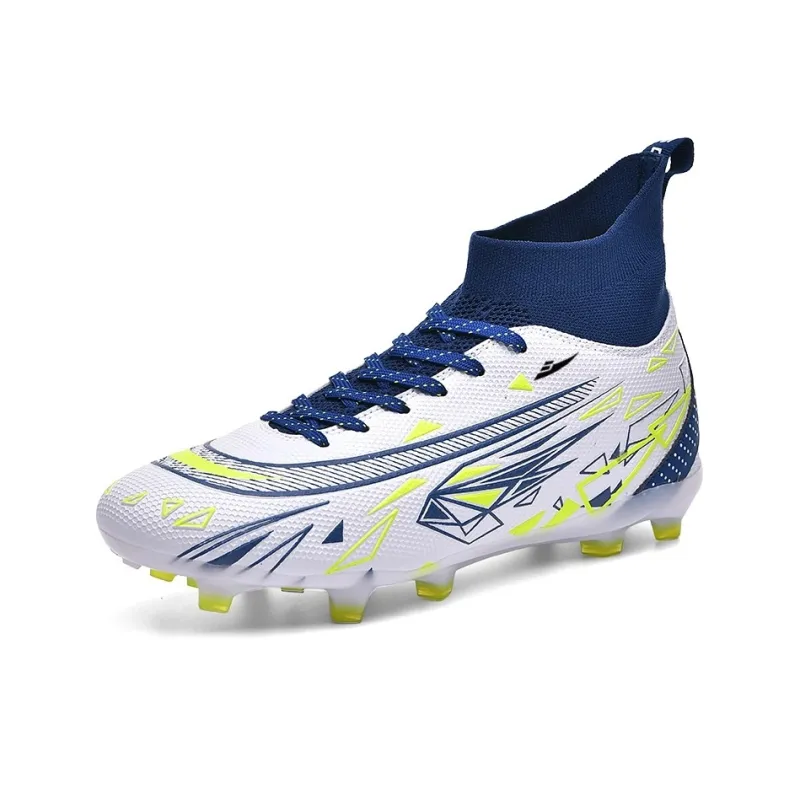 Kuding Soccer Shoes Unisex Mid Top Light Blue Pink/Dark Blue/White Blue-5