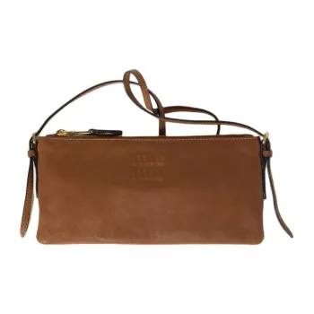 MIU MIU Leather Clutch, Crossbody Bag, Shoulder Bag Mini Women's Oak Brown