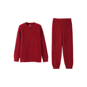 Aannsfam Pajama Set Women's Basic Red