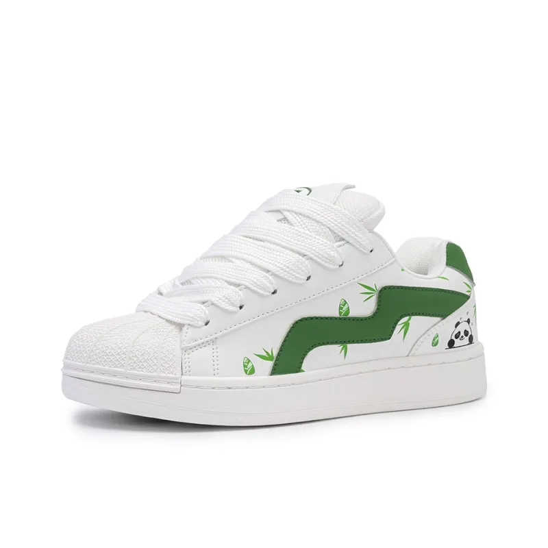 N6K8 Anti Slip Wear Resistant Low Top Skateboard Shoes Unisex White Green Gift Box Set-2