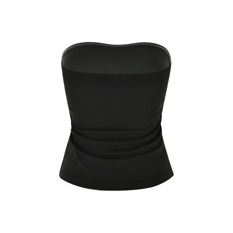 Tiger Mist HARRIETT RIB TUBE TOP Strapless Top Women's Black-1