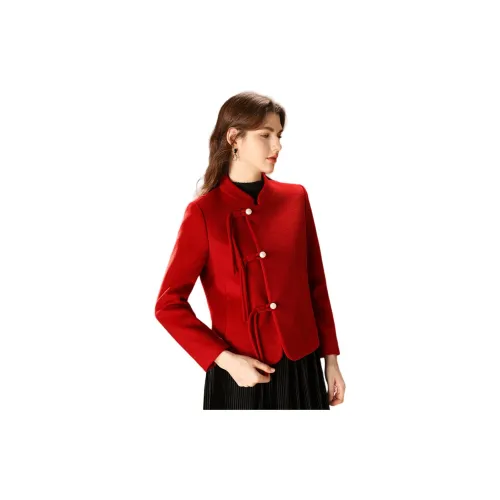 FENHONGMALI Jackets Women's Red