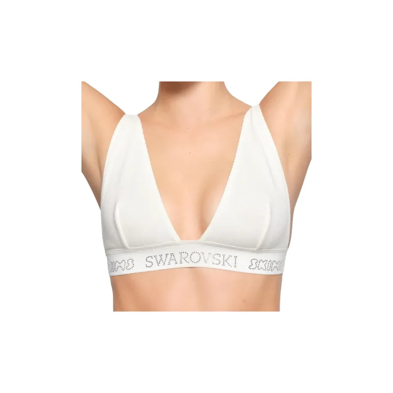 Skims X Swarovski Cotton Rib Plunge Bralette Marble-11