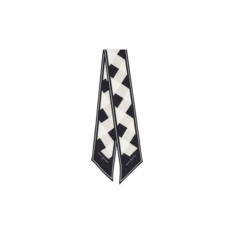 BALMAIN Gingham Pattern Silk Bandana-0