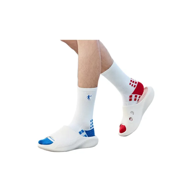 QIAODAN x QIANGFENGCHUIFU,LIANMINGKUAN Knee High Socks Unisex Dazzling Blue/Tomato Red-3