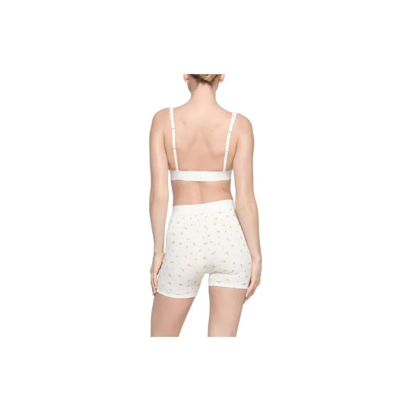 SKIMS SS24 Cotton Collection COTTON RIB PLUNGE BRALETTE Bra Women's MARIGOLD ROSEBUD PRINT/Wan Shu Ju Rose Print-2