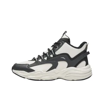 Anta Walker Anti Slip And Wear Resistant Water Resistant High Top Casual Shoes Men's White Black