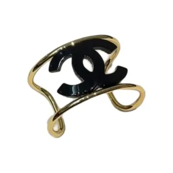 CHANEL Metal Resin Bangles Women's Gold/Black