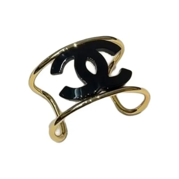 CHANEL Metal Resin Bangles Women's Gold/Black-0