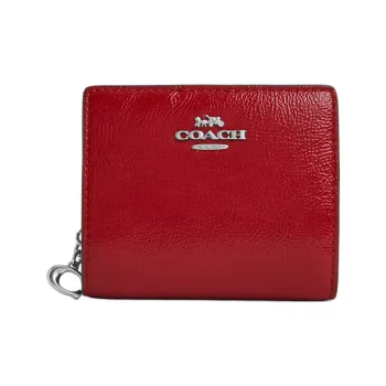COACH Snap Wallet Patent Leather Wallet Mini Women's Red