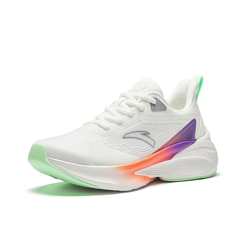 Anta Running Collection Anti Slip Wear Resistant Low Top Casual Running Shoes Women's White Purple Green-1