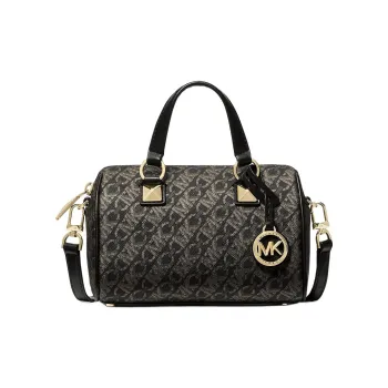 MICHAEL KORS Grayson Small Metallic Empire Monogram Duffel Crossbody Bag