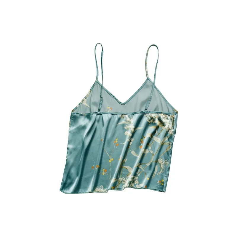 Flowers In Water Pajama Set Women's Green Cherry-6