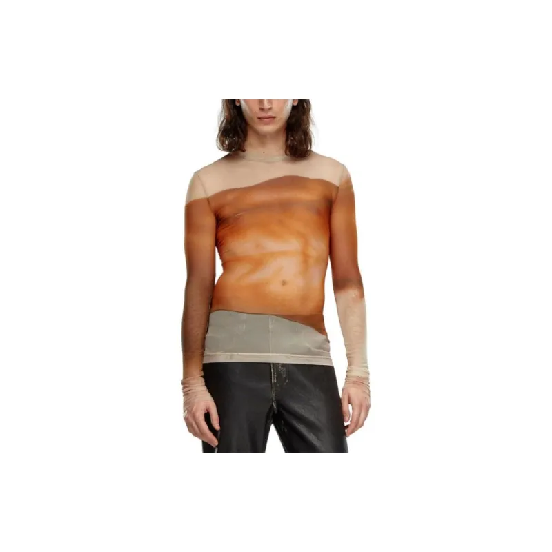 DIESEL X ToFF Pr-T-Sielar-Ss Close-Up Printed Tulle T-Shirt-2