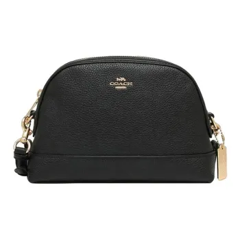 COACH Dome Leather Dome Bag Shoulder Bag Crossbody Bag Small Size Women's Black