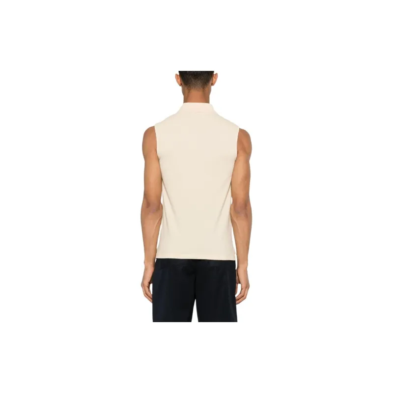 SAINT LAURENT Cassandre Sleeveless Polo Shirt-8