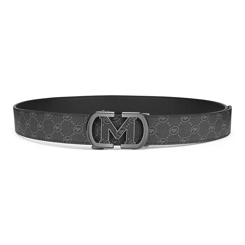 FAIRWHALE Pvc Leather Belts Men's Black Width 3.5CM-2
