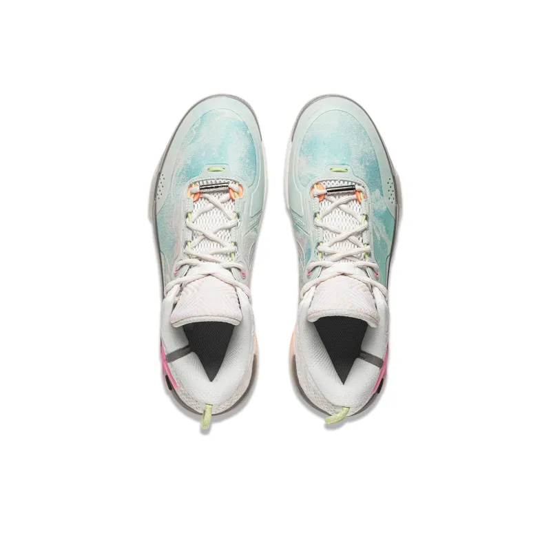 LINING Wode Phantom 6 Basketball Shoes Men Low Top Standard White/Aqua Green/Neon Pink-3
