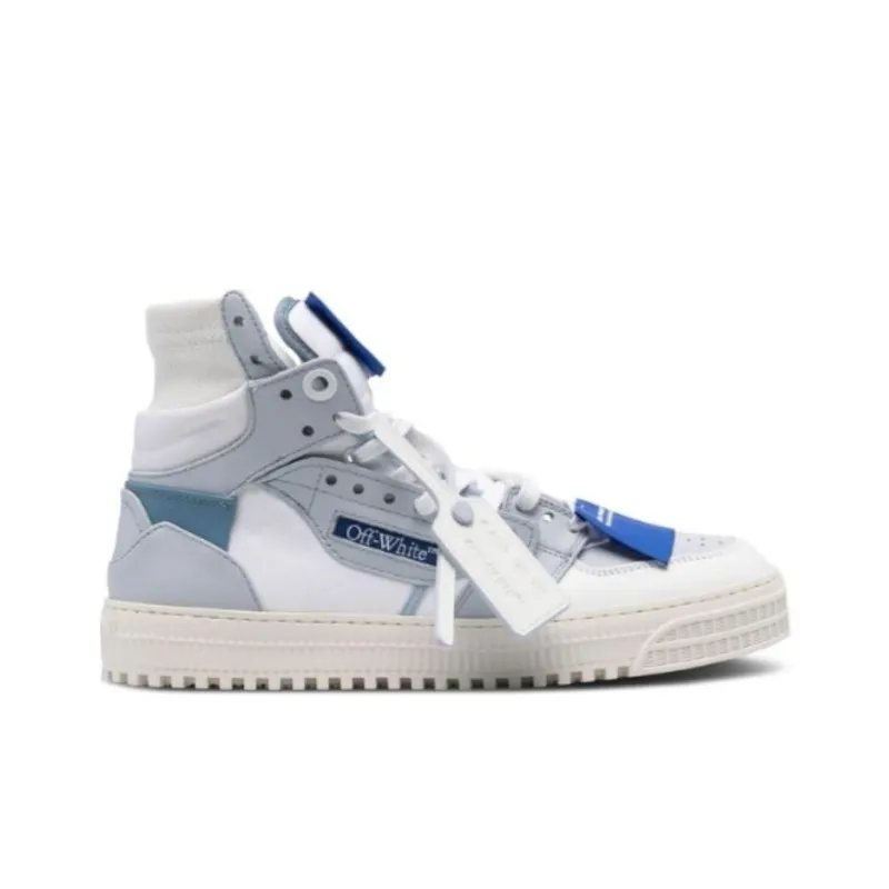 OFF WHITE High Top Skateboard Shoes Men's White Blue-1