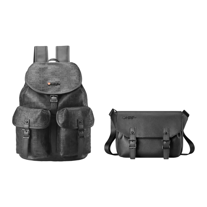 ONRF PVC Backpack Computer Backpack Large Size Men's Black-4