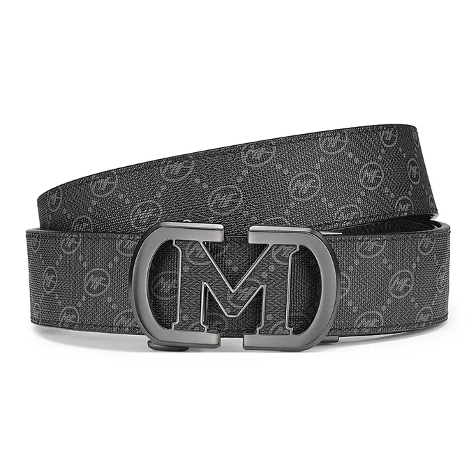FAIRWHALE Pvc Leather Belts Men's Black Width 3.5CM-3