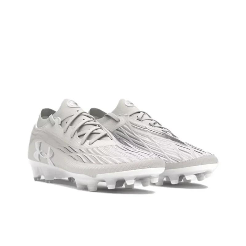 Under Armour MAGNETICO ELITE 4 Anti Slip Wear Resistant Soccer Shoes Women's Gray White-2